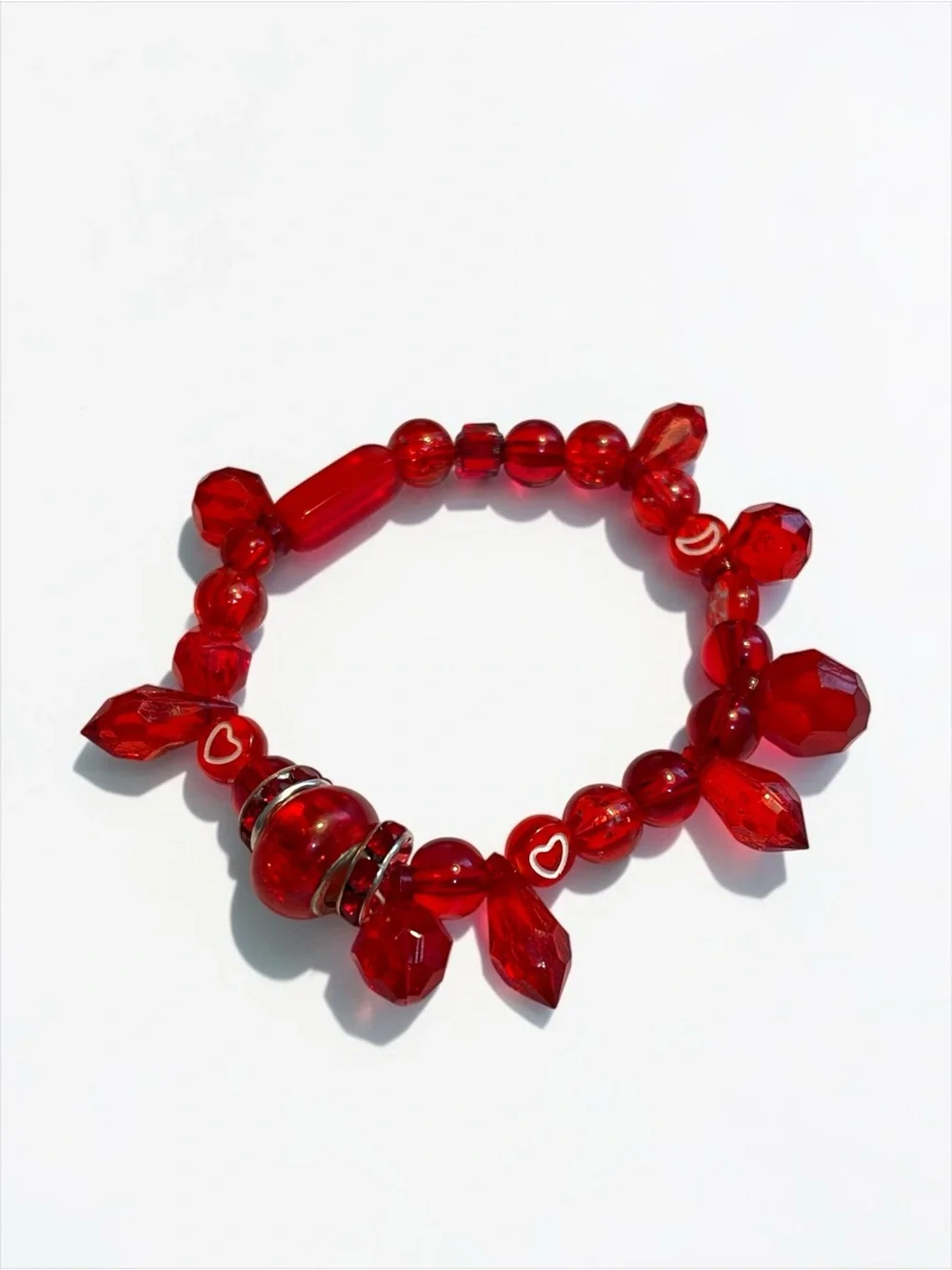 🍭5 for $20🍭 Red Acrylic Crystal Beaded Stretch Bracelet CC M
